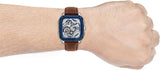 Buy Shop Fossil Inscription Automatic Skeleton Blue Dial Brown Leather Strap Watch for Men - BQ2571 USA Online