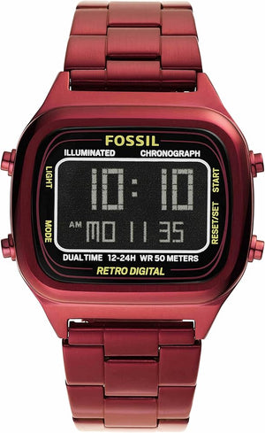 Buy Shop Fossil Retro Analog-Digital Black Dial Red Steel Strap Watch for Men - FS5897 USA Online