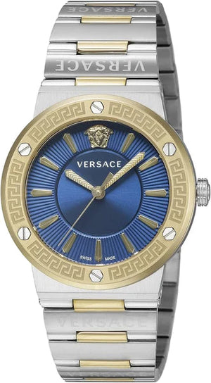Buy Shop Versace Greca Quartz Blue Dial Silver Steel Strap Watch for Women - VEVH01120 USA Online