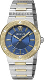 Versace Greca Quartz Blue Dial Silver Steel Strap Watch for Women - VEVH01120