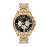 Michael Kors Whitney Chronograph Black Dial Gold Steel Strap Watch for Women - MK7224