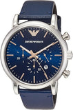 Buy Shop Emporio Armani Luigi Chronograph Blue Dial Blue Leather Strap Watch For Men - AR11451 USA Online