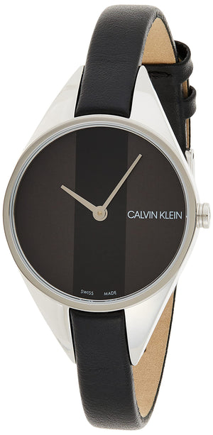 Buy Shop Calvin Klein Rebel Black Grey Dial Black Leather Strap Watch for Women - K8P231C1 USA Online