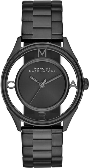 Buy Shop Marc Jacobs Tether Transparent Black Dial Black Steel Strap Watch for Women - MBM3415 USA Online