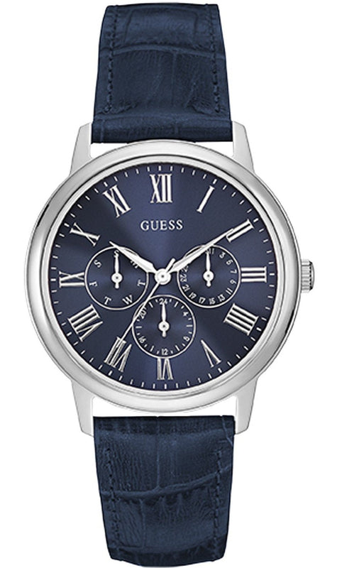 Buy Shop Guess Wafer Chronograph Quartz Blue Dial Blue Leather Strap Watch For Men - W0496G3 USA Online
