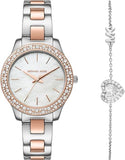 Buy Shop Michael Kors Liliane Quartz Mother of Pearl White Dial Two Tone Steel Strap Watch For Women - MK1048 USA Online