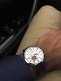 Buy Shop Fossil Townsman Automatic White Dial Black Leather Strap Watch for Men - ME3104 USA Online