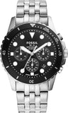 Buy Shop Fossil FB-01 Chronograph Black Dial Silver Steel Strap Watch for Men - FS5837 USA Online