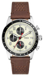 Buy Shop Fossil Sport Tourer Chronograph White Dial Brown Leather Strap Watch for Men - FS6042 USA Online