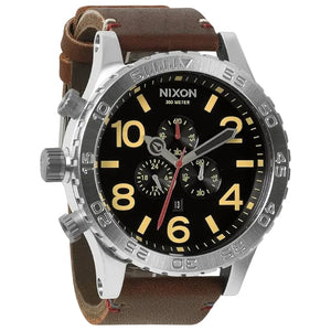 Nixon 51-30 Chronograph Black Dial Brown Leather Strap Watch for Men - A124-019