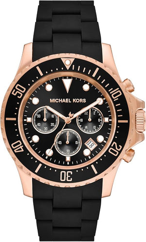 Buy Shop Michael Kors Everest Chronograph Black Dial Black Silicone Strap Watch For Men - MK9055 USA Online