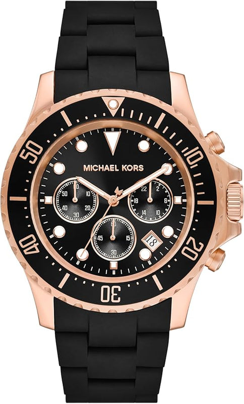 Buy Shop Michael Kors Everest Chronograph Black Dial Black Silicone Strap Watch For Men - MK9055 USA Online