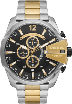Buy Shop Diesel Mega Chief Chronograph Black Dial Two Tone Steel Strap Watch For Men - DZ4581 USA Online