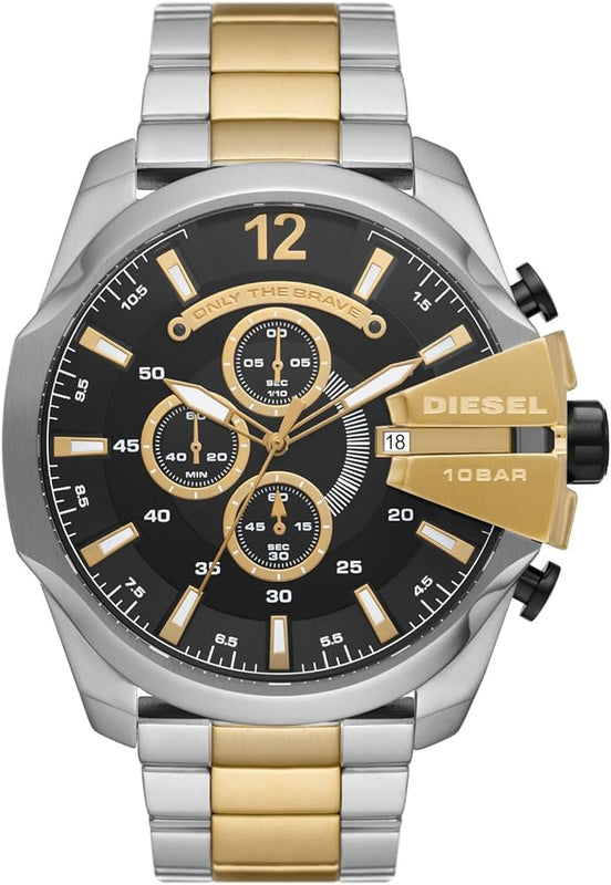 Buy Shop Diesel Mega Chief Chronograph Black Dial Two Tone Steel Strap Watch For Men - DZ4581 USA Online