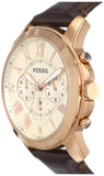 Buy Shop Fossil Grant Chronograph White Dial Brown Leather Strap Watch for Men - FS4991 USA Online