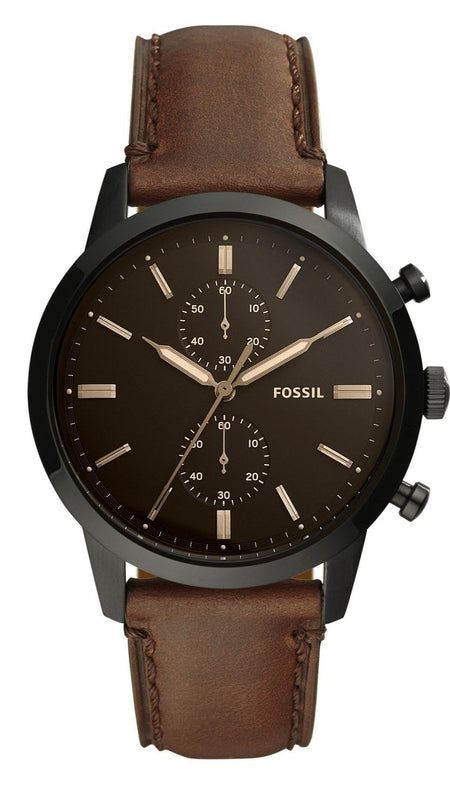 Buy Shop Fossil Townsman Chronograph Black Dial Brown Leather Strap Watch for Men - FS5437 USA Online