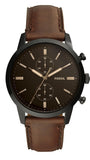 Buy Shop Fossil Townsman Chronograph Black Dial Brown Leather Strap Watch for Men - FS5437 USA Online