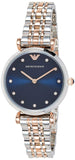 Buy Shop Emporio Armani Gianni T Bar Crystal Blue Dial Two Tone Steel Strap Watch For Women - AR11092 USA Online