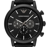 Buy Shop Emporio Armani Luigi Analog Black Dial Black Leather Strap Watch For Men - AR11450 USA Online