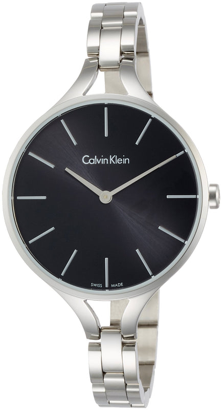Buy Shop Calvin Klein Graphic Black Dial Silver Steel Strap Watch for Women - K7E23141 USA Online