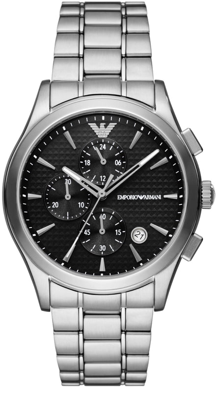 Buy Shop Emporio Armani Paolo Chronograph Black Dial Silver Steel Strap Watch For Men - AR11602 USA Online
