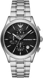 Emporio Armani Paolo Chronograph Black Dial Silver Steel Strap Watch For Men - AR11602