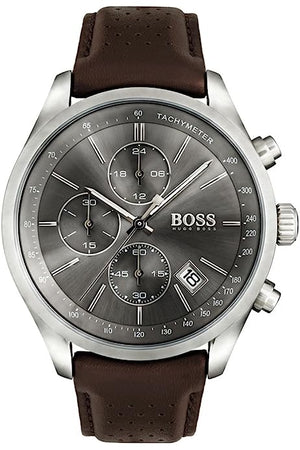 Buy Shop Hugo Boss Skymaster Grey Dial Brown Leather Strap Watch for Men - 1513787 USA Online