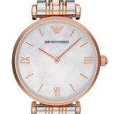 Emporio Armani T Bar Gianni Classic Mother Of Pearl Dial Two Tone Steel Strap Watch For Women - AR1683