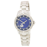 Bulova Crystal Collection Blue Mother of Pearl Dial Silver Steel Strap Watch for Women - 96L238