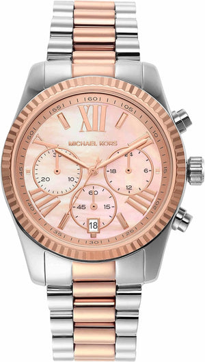 Buy Shop Michael Kors Lexington Chronograph Rose Gold Dial Two Tone Steel Strap Watch For Women - MK7219 USA Online