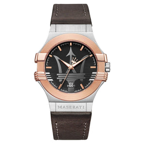 Buy Shop Maserati Potenza Black Dial Brown Leather Strap Watch For Men - R8851108014 USA Online