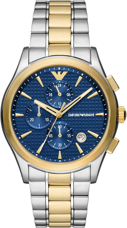 Buy Shop Emporio Armani Paolo Chronograph Blue Dial Two Tone Steel Strap Watch For Men - AR11579 USA Online