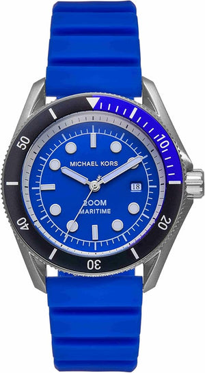 Buy Shop Michael Kors Maritime Three-Hand Analog Blue Dial Blue Silicone Strap Watch for Men - MK9156 USA Online