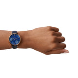 Buy Shop Fossil Jacqueline Blue Dial Blue Leather Strap Watch for Women - ES4673 USA Online