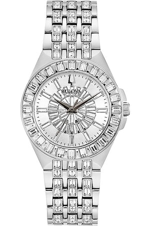 Buy Shop Bulova Phantom Crystal Silver Dial Silver Steel Strap Watch for Men - 96A236 USA Online