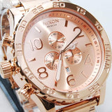 Nixon 42-20 Chrono Rose Gold Dial Rose Gold Steel Strap Watch for Men - A037-897