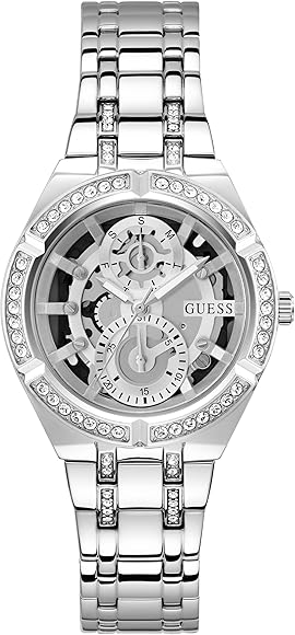 Buy Shop Guess Allara Quartz Silver Dial Silver Steel Strap Watch For Women - GW0604L1 USA Online