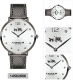 Coach Slim Easton Silver Dial Grey Leather Strap Watch for Women - 14502686