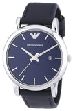 Buy Shop Emporio Armani Classic Quartz Blue Dial Black Leather Strap Watch For Men - AR1731 USA Online