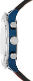 Buy Shop Fossil Bronson Chronograph Luggage Blue Dial Brown Leather Strap Watch for Men - FS5829 USA Online