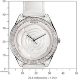 Buy Shop Guess Rosette Analog White Dial White Leather Strap Watch For Women - W75043L1 USA Online