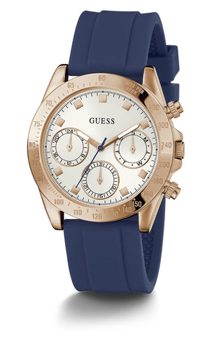 Buy Shop Guess Eclipse White Dial Blue Rubber Strap Watch for Women - GW0315L2 USA Online