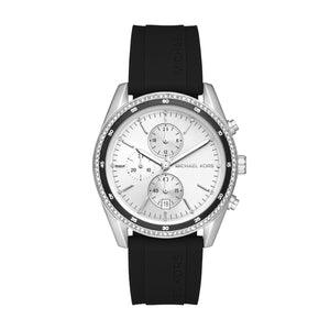 Buy Shop Michael Kors Hadyn Chronograph Silver Dial Black Rubber Strap Watch for Women - MK7486 USA Online