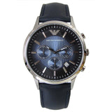 Buy Shop Emporio Armani Classic Chronograph Blue Dial Blue Leather Strap Watch For Men - AR2473 USA Online