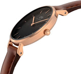 Buy Shop Daniel Wellington Classic Petite St Mawes Black Dial Brown Leather Strap Watch For Women - DW00100225 USA Online