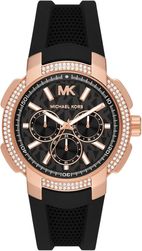 Buy Shop Michael Kors Sydney Pave Black Dial Black Silicone Strap Watch for Women - MK7245 USA Online