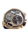 Buy Shop Diesel Big Daddy Gold & Black Dial Black Leather Strap Watch For Men - DZ7261 USA Online