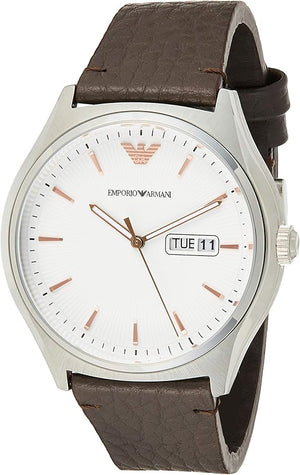 Buy Shop Emporio Armani Dress Quartz White Dial Brown Leather Strap Watch For Men - AR1999 USA Online