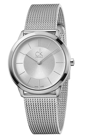 Buy Shop Calvin Klein Minimal White Dial Silver Mesh Bracelet Watch for Men - K3M22126 USA Online