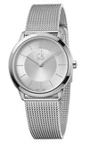 Buy Shop Calvin Klein Minimal White Dial Silver Mesh Bracelet Watch for Men - K3M22126 USA Online